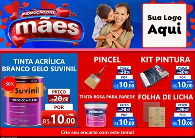 Modelo de Encarte para Encarte A4 Horizontal com o tema Promoção das Mães para Tintas e Ferramentas