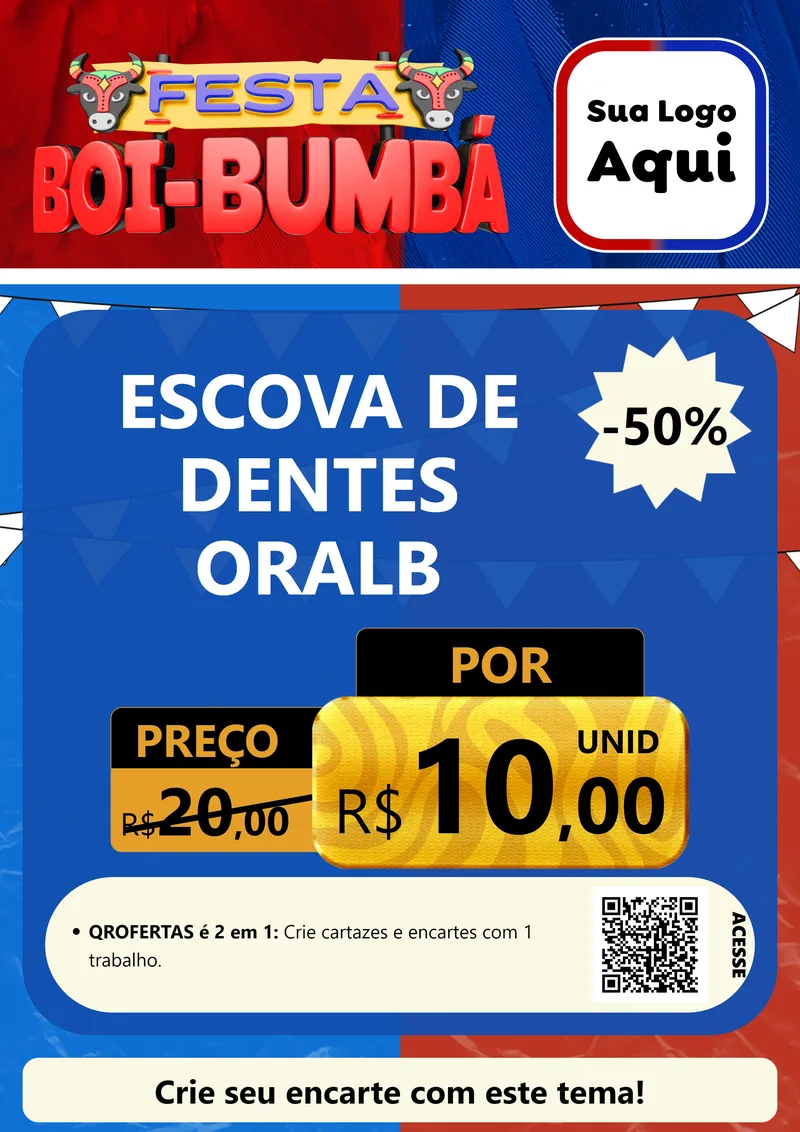 Modelo de Cartaz para Cartaz A4 Vertical com o tema Festa Boi Bumbá para Higiene Pessoal
