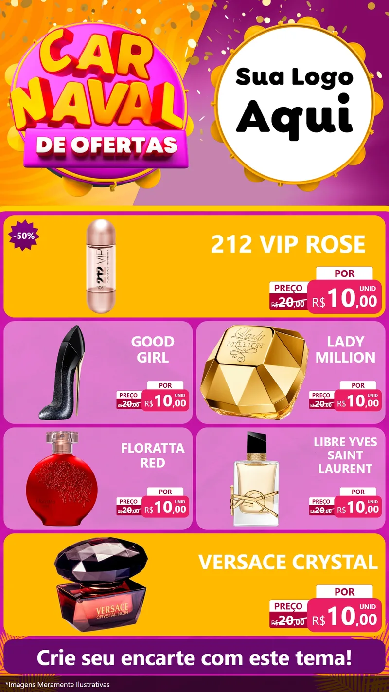 Modelo de TV para TV Vertical com o tema Carnaval de Ofertas para Perfumes
