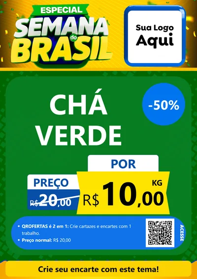 Modelo de Cartaz para Cartaz A4 Vertical com o tema Especial Semana do Brasil para Produtos Naturais
