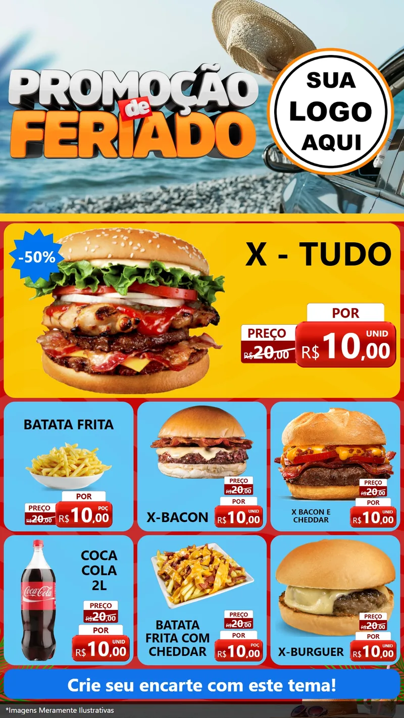 Modelo de Rede Social para Stories com o tema Promoção de Feriado para Hamburgueria