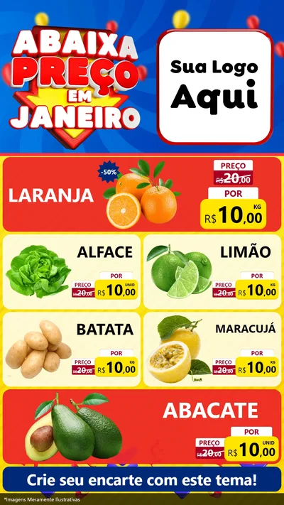 Modelo de TV para TV Vertical com o tema Abaixa Preço em Janeiro para Hortifrúti