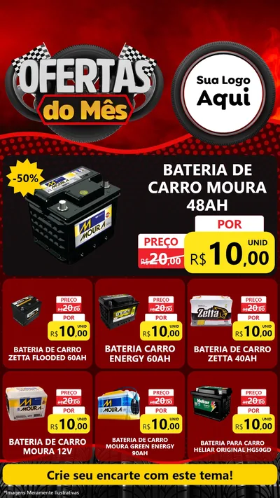 Modelo de Rede Social para Stories com o tema Ofertas do Mês - Autopeças para Baterias Elétricas