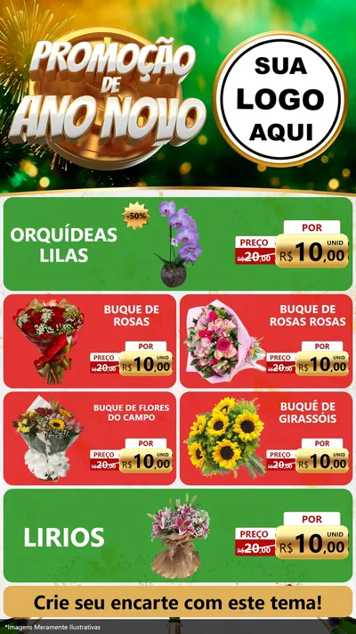 Modelo de TV para TV Vertical com o tema Promoção de Ano Novo para Floricultura e jardim