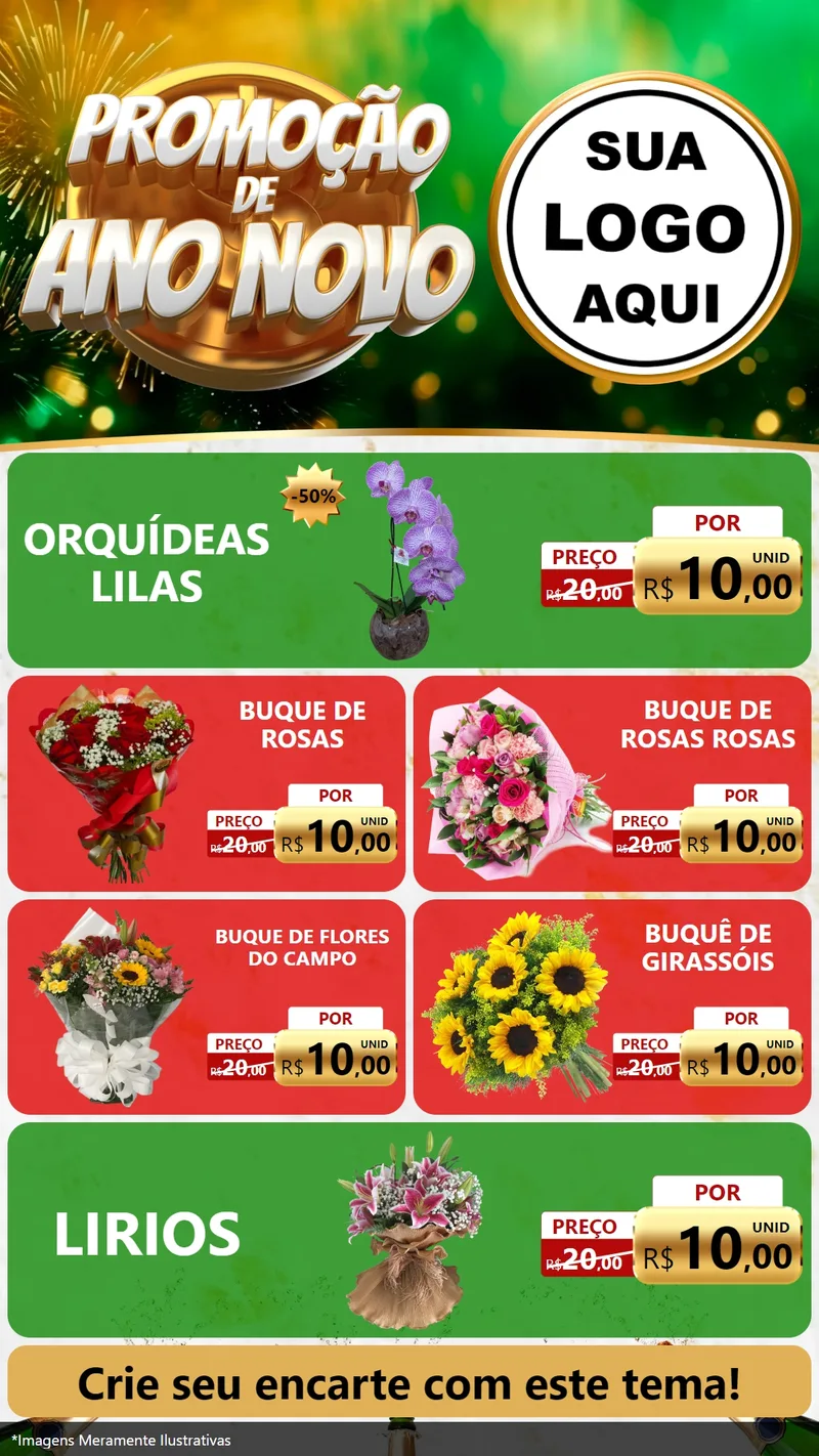 Modelo de TV para TV Vertical com o tema Promoção de Ano Novo para Floricultura e jardim