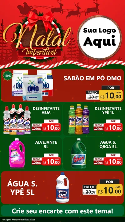 Modelo de TV para TV Vertical com o tema Natal Imperdível para Produtos de Limpeza