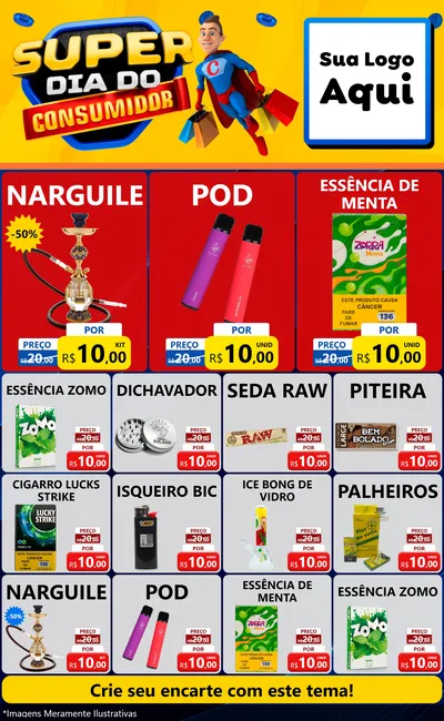 Modelo de Encarte para Encarte Grande com o tema Super Dia do Consumidor para Tabacaria