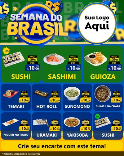 Modelo de Rede Social para Feed Instagram com o tema Semana Do Brasil para Comida japonesa