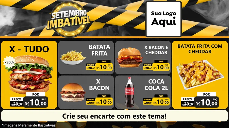 Modelo de TV para TV Horizontal com o tema Setembro Imbatível para Hamburgueria