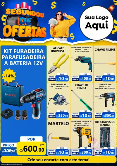 Modelo de Encarte para Encarte A4 Vertical com o tema Segundou de Ofertas para Maquinas e Ferramentas