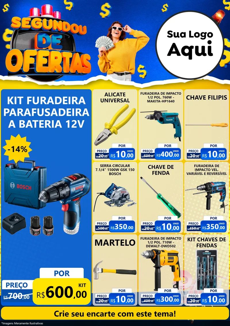 Modelo de Encarte para Encarte A4 Vertical com o tema Segundou de Ofertas para Maquinas e Ferramentas
