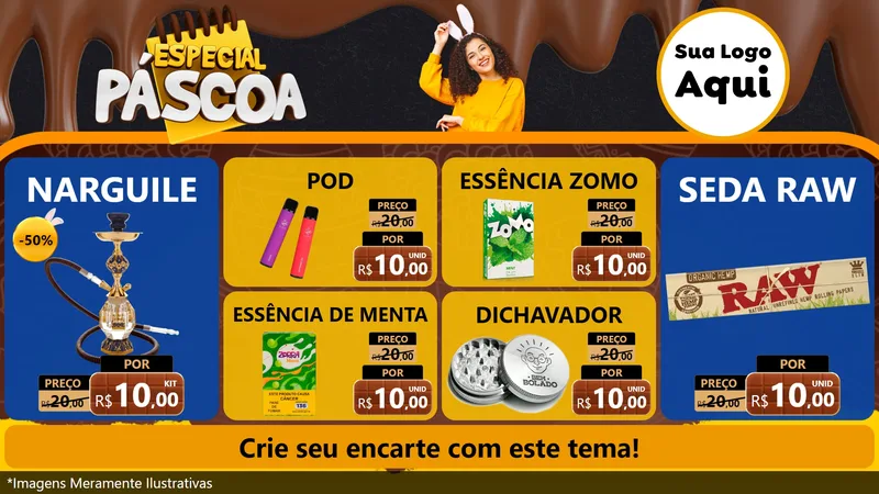 Modelo de TV para TV Horizontal com o tema Especial Páscoa para Tabacaria