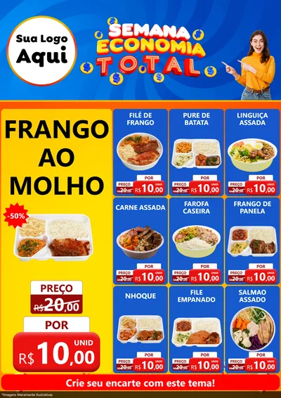 Modelo de Encarte para Encarte A4 Vertical com o tema Semana Economia Total para Restaurante