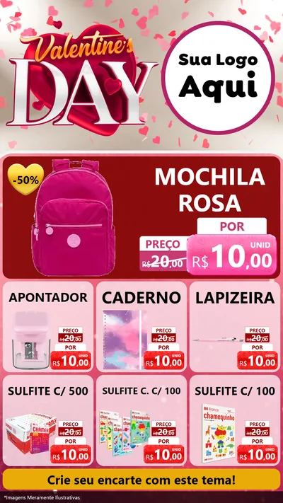 Modelo de Rede Social para Stories com o tema Valentine's Day para Papelaria