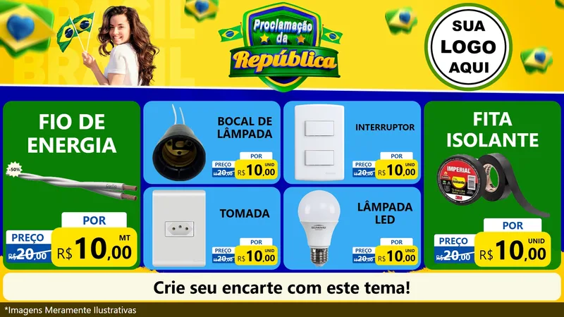 Modelo de TV para TV Horizontal com o tema Proclamação da República para Materiais Elétricos
