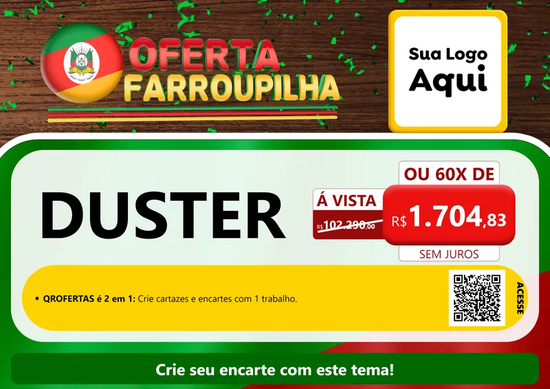 Modelo de Cartaz para Cartaz A4 Horizontal com o tema Oferta Farroupilha para Concessionaria de Carros