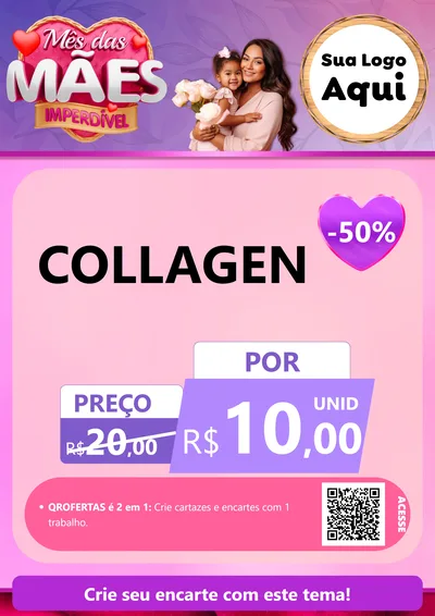 Modelo de Cartaz para Cartaz A4 Vertical com o tema Mês das Mães Imperdível para Suplementos alimentares