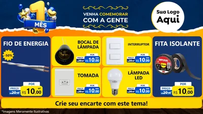 Modelo de TV para TV Horizontal com o tema Um Mês de Aniversário para Materiais Elétricos