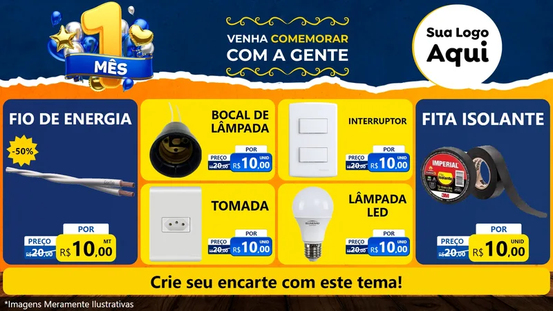Modelo de TV para TV Horizontal com o tema Um Mês de Aniversário para Materiais Elétricos