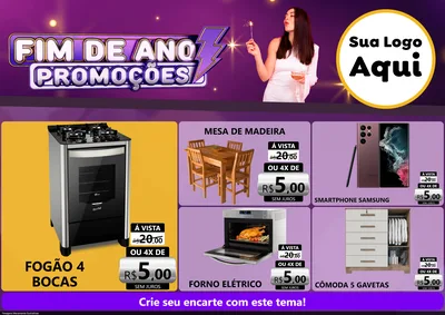 Modelo de Encarte para Encarte A4 Horizontal com o tema Fim de Ano Promoções para Móveis e Eletro