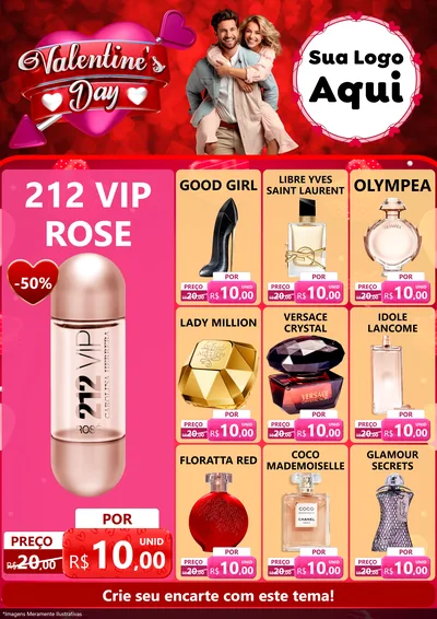 Modelo de Encarte para Encarte A4 Vertical com o tema Valentine's Day para Perfumes