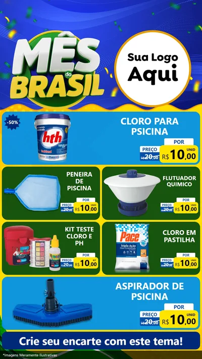 Modelo de TV para TV Vertical com o tema Mês do Brasil para Produtos para Piscina