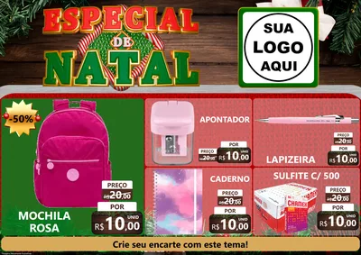 Modelo de Encarte para Encarte A4 Horizontal com o tema Especial de Natal para Papelaria