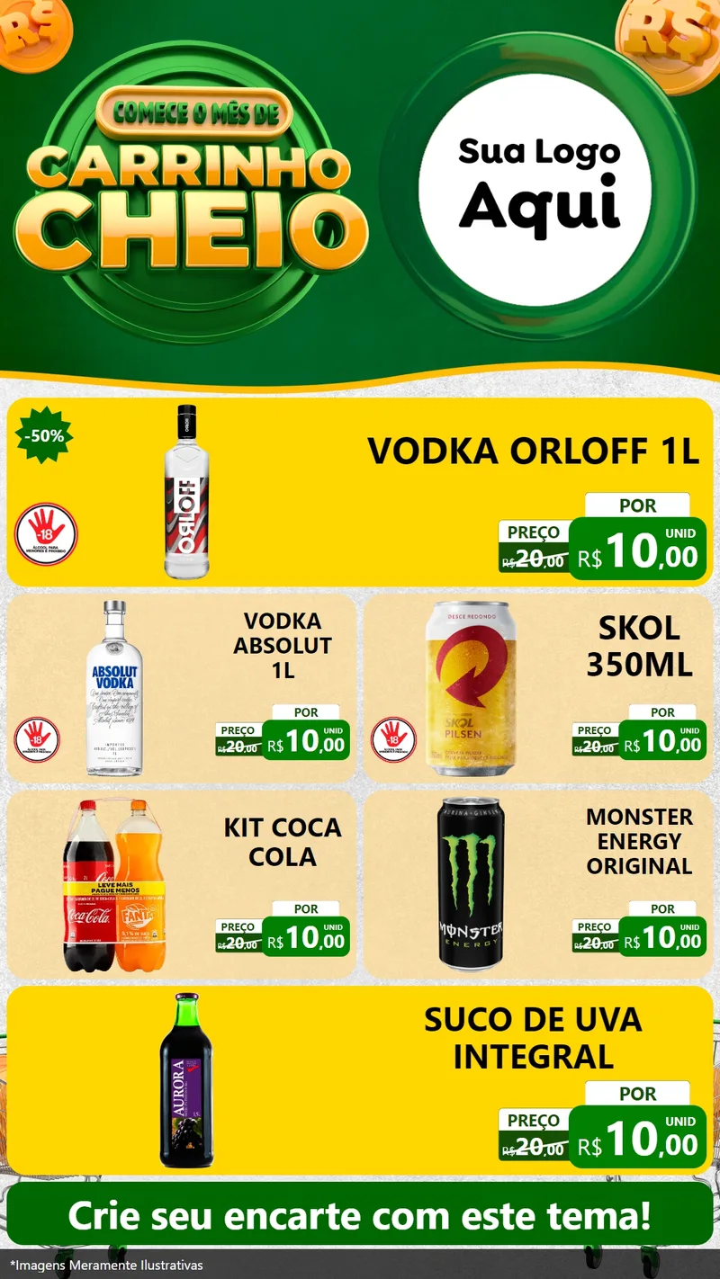 Modelo de TV para TV Vertical com o tema Carrinho Cheio para Distribuidora de bebidas