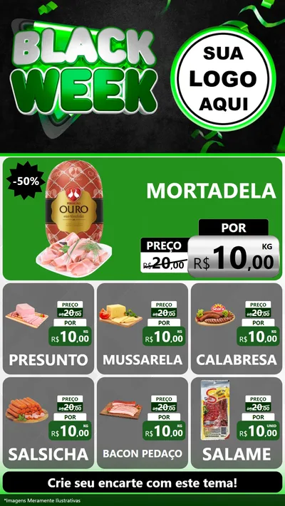 Modelo de Rede Social para Stories com o tema Black Week para Frios e Laticínios