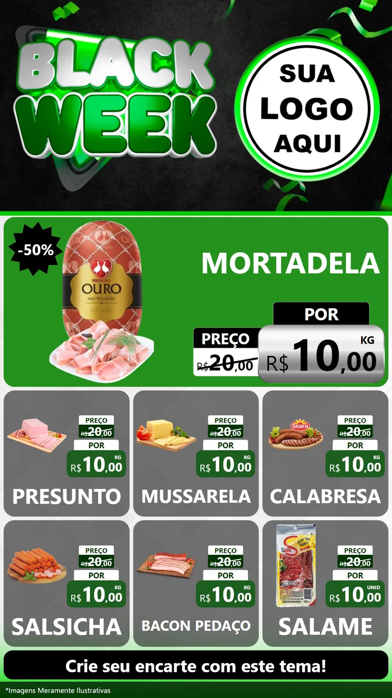 Modelo de Rede Social para Stories com o tema Black Week para Frios e Laticínios
