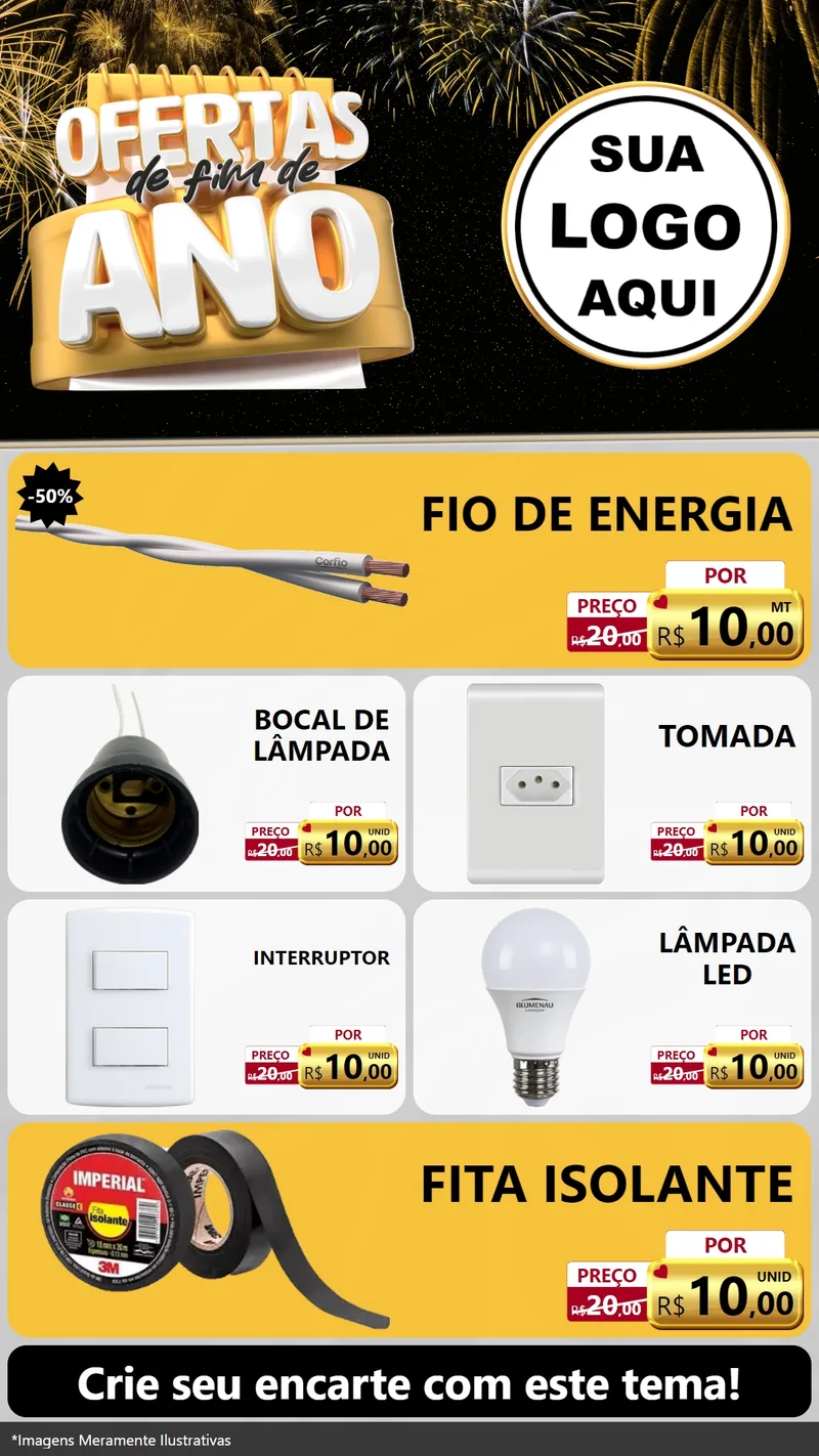 Modelo de TV para TV Vertical com o tema Ofertas de Fim de Ano para Materiais Elétricos