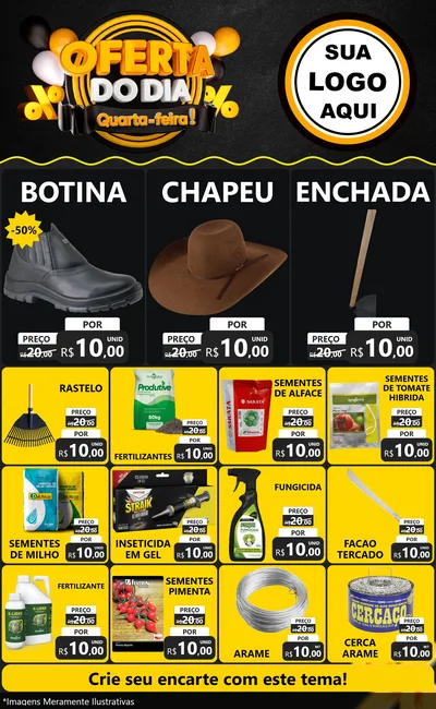 Modelo de Encarte para Encarte Grande com o tema Oferta do Dia - Quarta Feira! para Agropecuária