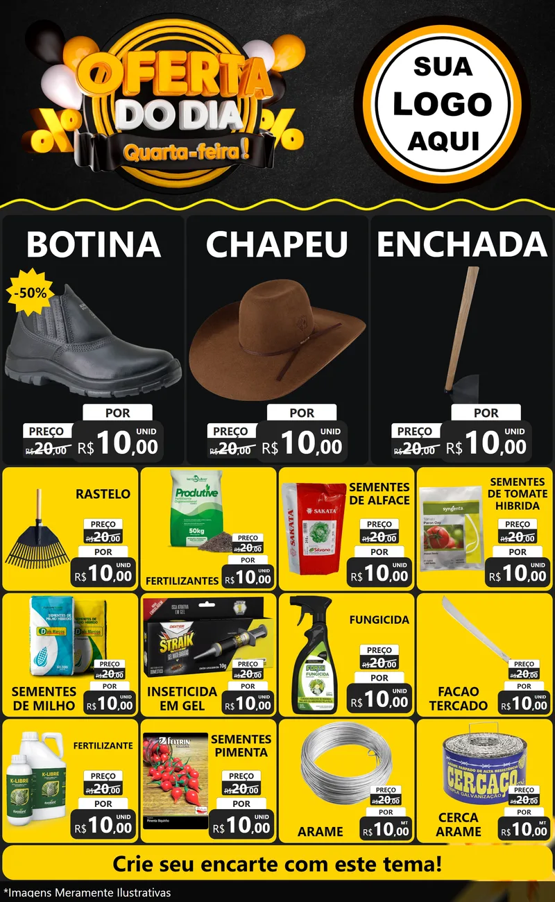 Modelo de Encarte para Encarte Grande com o tema Oferta do Dia - Quarta Feira! para Agropecuária