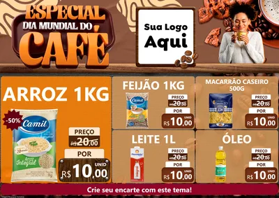 Modelo de Encarte para Encarte A4 Horizontal com o tema Especial Dia Mundial do Café para Supermercado