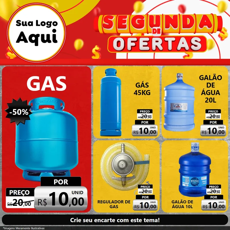 Modelo de Rede Social para Feed Facebook com o tema Segunda de Ofertas para Água e gás