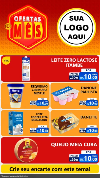 Modelo de TV para TV Vertical com o tema Ofertas do Mês para Frios e Laticínios