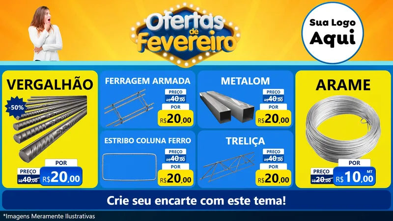 Modelo de TV para TV Horizontal com o tema Ofertas de Fevereiro para Ferragens