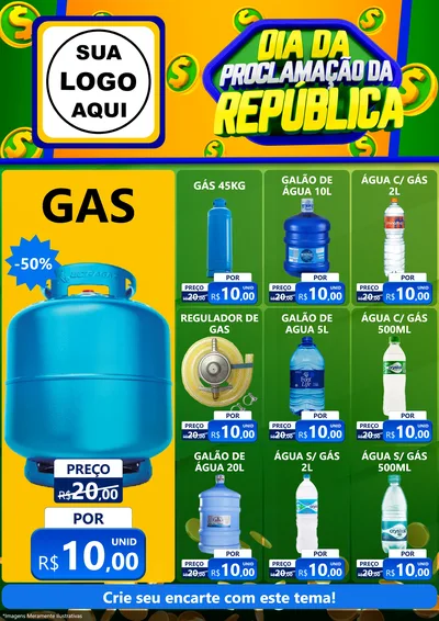 Modelo de Encarte para Encarte A4 Vertical com o tema Dia Da Proclamação da República para Água e gás