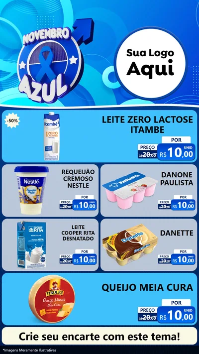 Modelo de TV para TV Vertical com o tema Novembro Azul para Frios e Laticínios