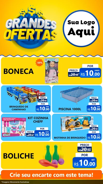 Modelo de TV para TV Vertical com o tema Grandes Ofertas para Brinquedos