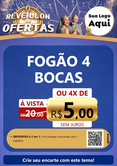 Modelo de Cartaz para Cartaz A4 Vertical com o tema Réveillon de Ofertas para Móveis e Eletro