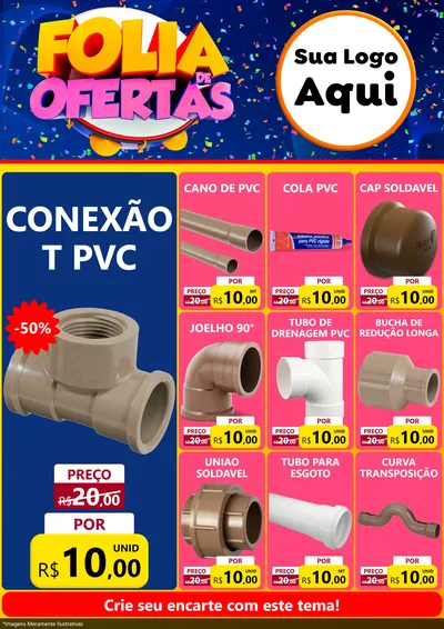 Modelo de Encarte para Encarte A4 Vertical com o tema Folia de Ofertas para Tubos e conexões