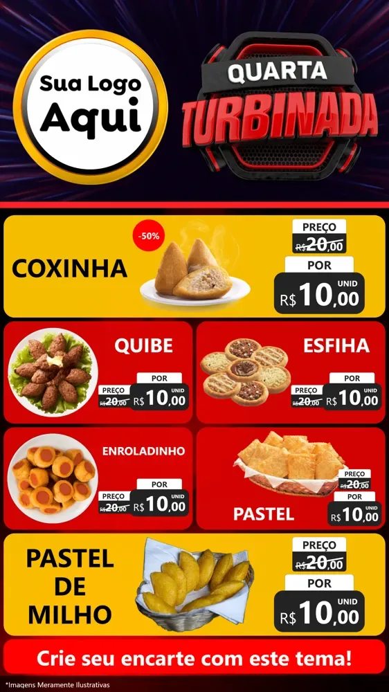Modelo de TV para TV Vertical com o tema Quarta Turbinada para Salgadaria