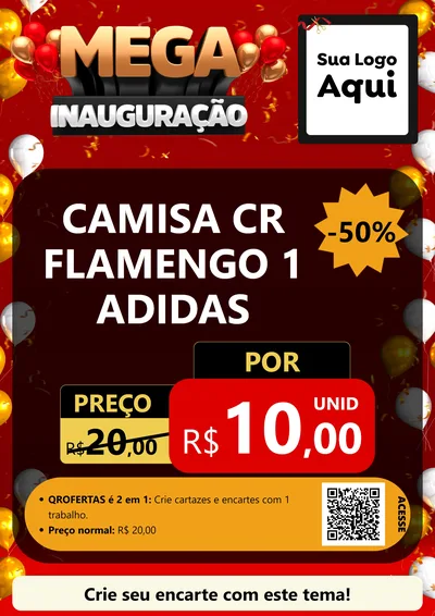 Modelo de Cartaz para Cartaz A4 Vertical com o tema Mega Inauguração para Roupas e acessórios