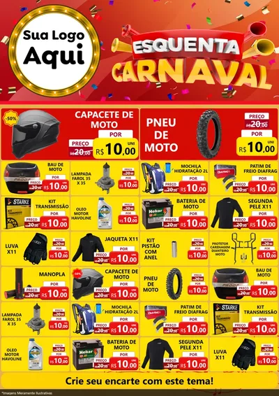 Modelo de Encarte para Encarte A4 Vertical com o tema Esquenta Carnaval para Moto peças