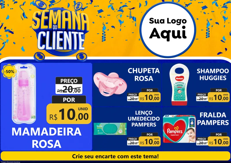 Modelo de Encarte para Encarte A4 Horizontal com o tema Semana do Cliente para Bebês