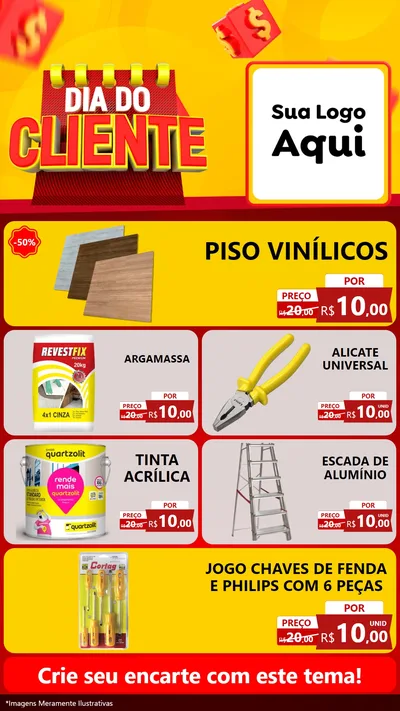 Modelo de TV para TV Vertical com o tema Dia do Cliente para Material para Construção