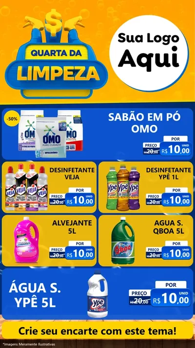 Modelo de TV para TV Vertical com o tema Quarta da Limpeza para Produtos de Limpeza