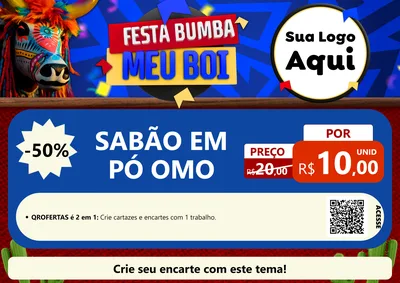 Modelo de Cartaz para Cartaz A4 Horizontal com o tema Festa Bumba meu Boi para Produtos de Limpeza