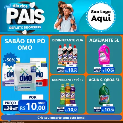 Modelo de Rede Social para Feed Facebook com o tema Dia Dos Pais Repleto de Ofertas para Produtos de Limpeza